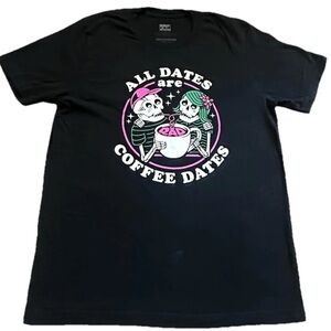 Rad Coffee Women’s All Dates Are Coffee Dates Black Shirt Día De Los Muertos MED